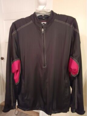 Sun Mountain Men's Rainflex LT  1/4 Zip Golf Pullover Jacket Black/Red Large EUC